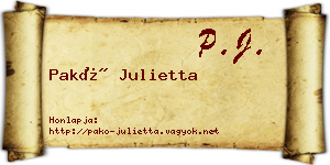 Pakó Julietta névjegykártya
